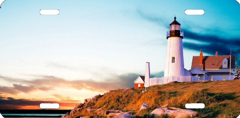 Lighthouse light blue aluminum airbrushed sublimated image license plate Wholesale retail novelty custom