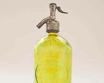 Free Shipping  -Lime Yellow Vintage Seltzer