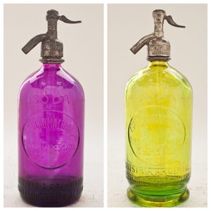 Free Shipping  -Purple and Yellow Seltzer Bottles