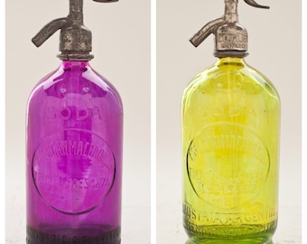 Free Shipping  -Purple and Yellow Seltzer Bottles