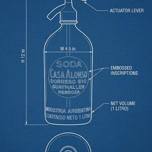 Decoração de bar vintage – Garrafa azul de água com gás argentina (restaurada), original da década de 1940. imagem 2