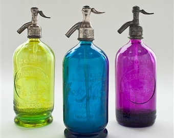 Free Shipping  -Collection II Splash of Color Vintage Seltzer Bottles