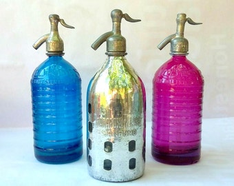 Free Shipping  -Blue Metal and  Violet  Vintage Soda Bottles