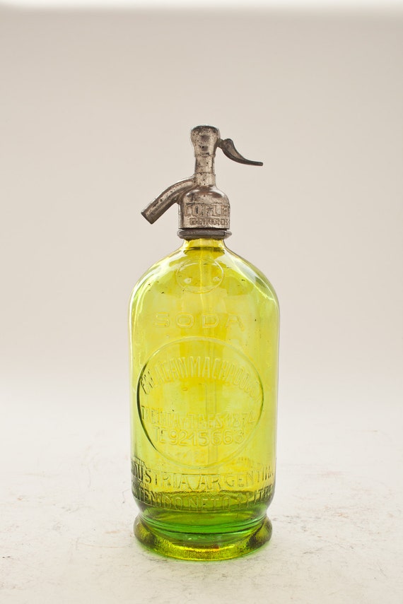 Free Shipping -lime Yellow Vintage Seltzer - Etsy
