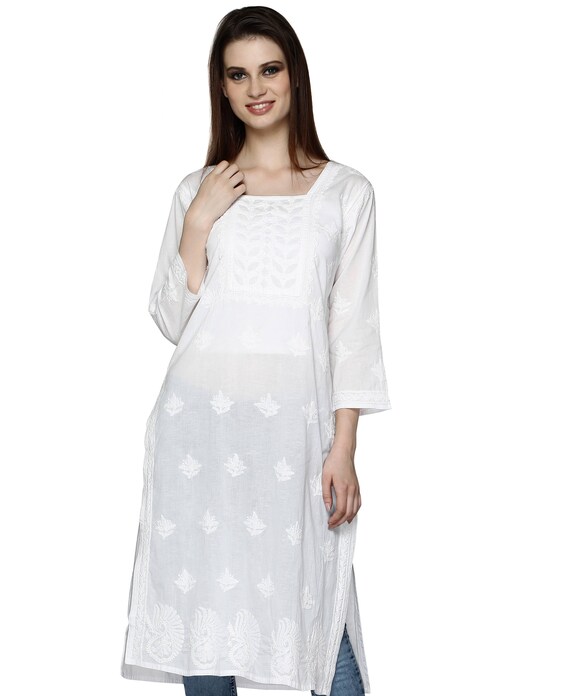 India White Hand Embroidered Chikankari Kurta Beach Cover Etsy India White Hand Embroidered Chikankari Kurta Beach Cover Etsy