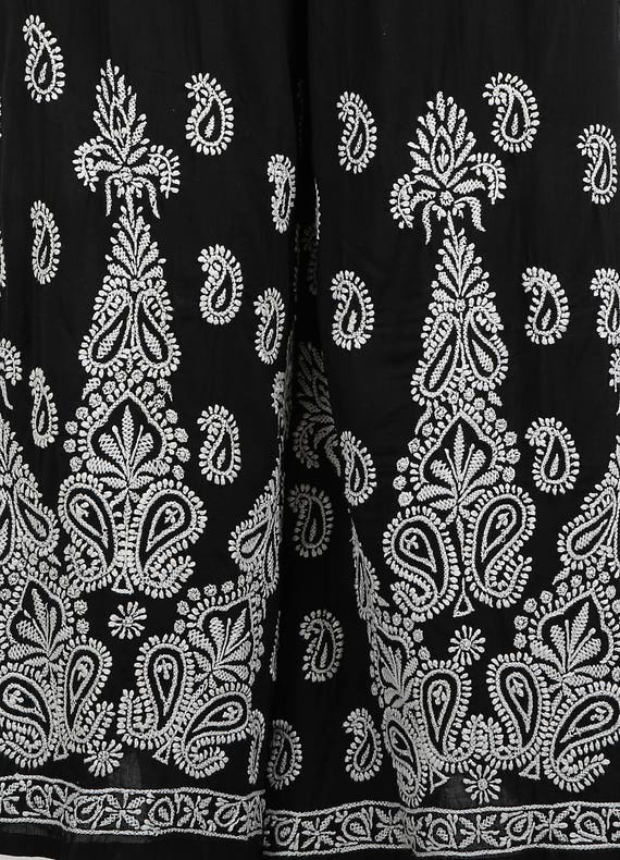 Indiankala4u - MYSTERY BLACK and white India chikankari embroidery ...