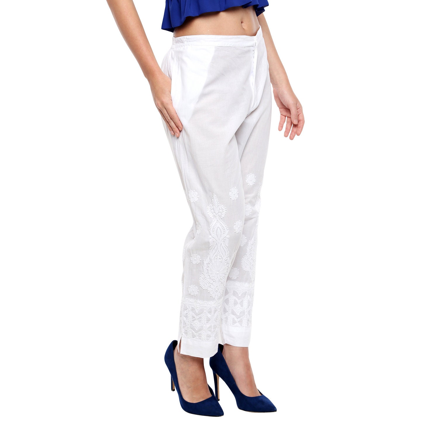 Women White cotton cigarette pant harem pant trouser salwar/ Etsy