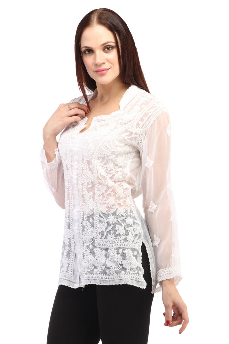 MapleClothing Damen Tunika - Indische Kurti Bluse Mit Ethno-Print