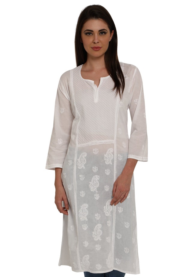 Ladies Tops Tunic Kurti Blouse Indian Chikankari Hand Etsy Ladies Tops Tunic Kurti Blouse Indian Chikankari Hand Etsy