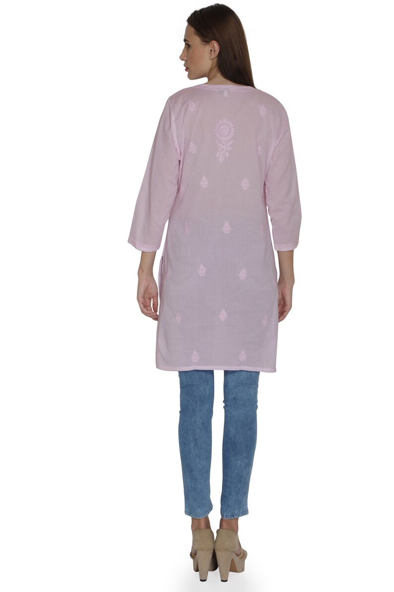White tunic Indiankala4u Hand Embroidered allover ChikankariChikan Lucknow KurtisTopTunic kurta blouse cotton for womenladiesgirls
