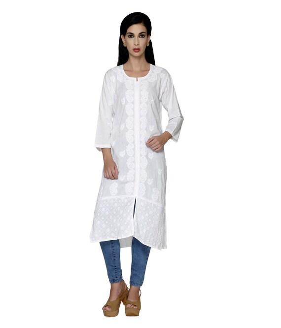 Indiankala4u - Ladies tops Indian Lucknow White ethnic Chikankari Hand ...