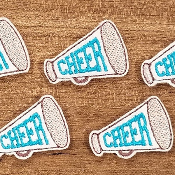 Cheer Megaphone Felties-UNCUT Pack of 6, Felt Embroidered Applique, Craft & Card Embellishment, Scrapbooking, Hair Clip Accessory, Headbands