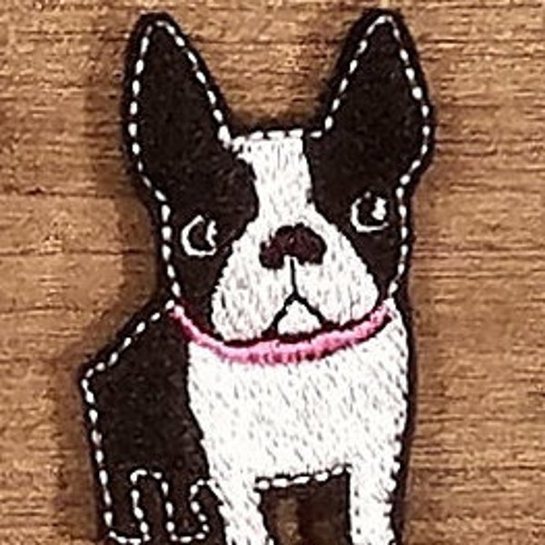 Boston Terrier Girl Felties-UNCUT-Pack of 6, Felt Emb. Applique, Craft & Card Embellishment, Scrapbook Decor, Hair Clip Accessory, Headbands