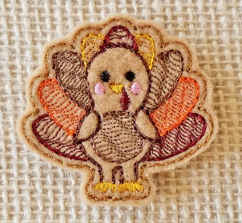 Turkey Feltiesuncutpack of 6 Felt Embroidered Applique Etsy