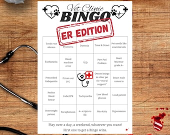Vet Clinic Bingo Cards *ER Edition*