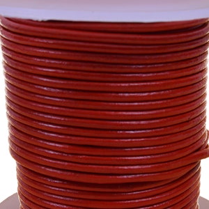 Red 2mm Leather Round Cord 25 Meter Spool