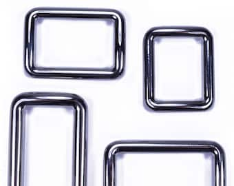 Solid Stainless Steel Metal Square/Rectangle Rings - 4 Sizes, Multiple Packs - for Macrame, Camping, Belts, Purse, Handbag, Crafts