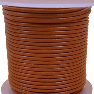 Orange 2mm Leather Round Cord 25 Meter Spool