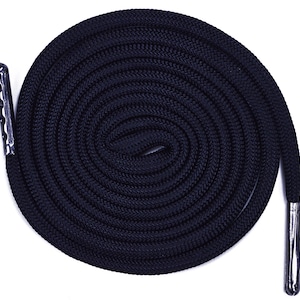 Black Round Paracord Shoe Laces (1 Pair) - 26”, 36&quot;, 46&quot;, 56&quot;, 66, 76&quot;, 86&quot;, 96&quot;, 106” - Handmade In the USA