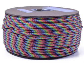 Light Stripes - 250 Foot Spool - 550 Type III 7 Strand Commercial Paracord for Paracord Crafts - Made in the United States