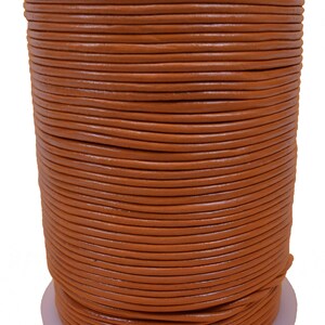 Orange 2mm Leather Round Cord 100 Meter Spool