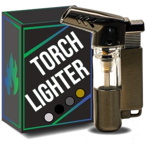 Metal Torch Lighter With clear reservoir, Great Gift for Dad, Brother or Groomsmen! - Multiple Colors!