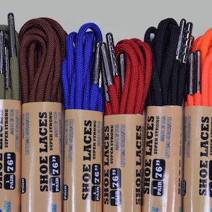 Paracord Shoe Laces (1 Pair) 25 Colors & Patterns - 26”, 36&quot;, 46&quot;, 56&quot;, 66&quot;, 76&quot;, 86&quot;, 96&quot;, 106” - Handmade In the USA