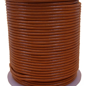 Orange 2mm Leather Round Cord 50 Meter Spool