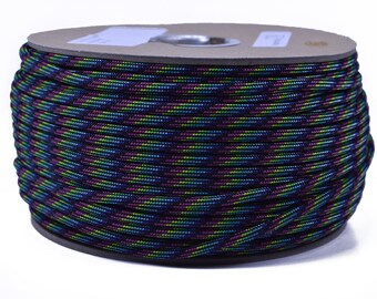 Neon Stripes - 250 Foot Spool - 550 Type III 7 Strand Commercial Paracord for Paracord Crafts - Made in the United States