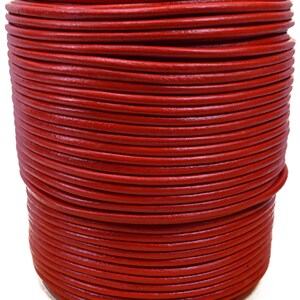 Red 3mm Leather Round Cord 100 Meter Spool