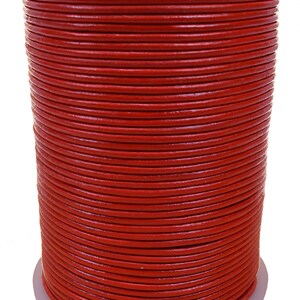 Red 2mm Leather Round Cord 100 Meter Spool
