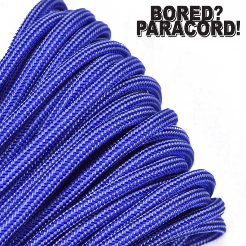 Electric Blue and Silver Stripes 550 Paracord for Paracord Crafts 100 Feet Made in the United States