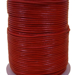 Red 1mm Leather Round Cord 50 Meter Spool