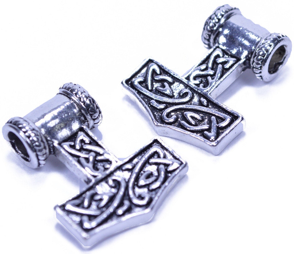 Thor Hammer Bead For Paracord Or Leather Work - 5 Pack