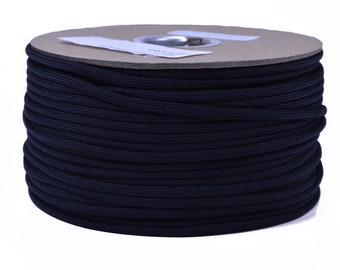 Black - 250 Foot Spool - 550 Type III 7 Strand Commercial Paracord for Paracord Crafts - Made in the United States