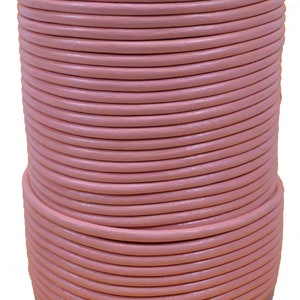 Pink 3mm Leather Round Cord 50 Meter Spool