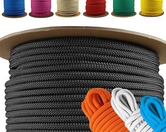 1/4" Polypropylene Rope - Heavy Duty, All Purpose, Durable, USA Made Utility Cord - 50 to 100 Feet - 24 Color Options - Crafting, Outdoor