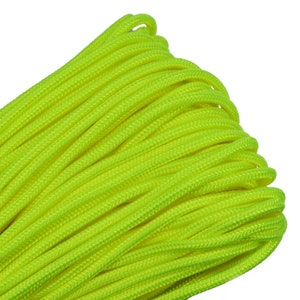 Neon Yellow 275 Cord 5 Strand Paracord - 100 Feet