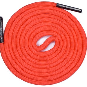 Orange Round Paracord Shoe Laces (1 Pair) - 26”, 36&quot;, 46&quot;, 56&quot;, 66, 76&quot;, 86&quot;, 96&quot;, 106” - Handmade In the USA