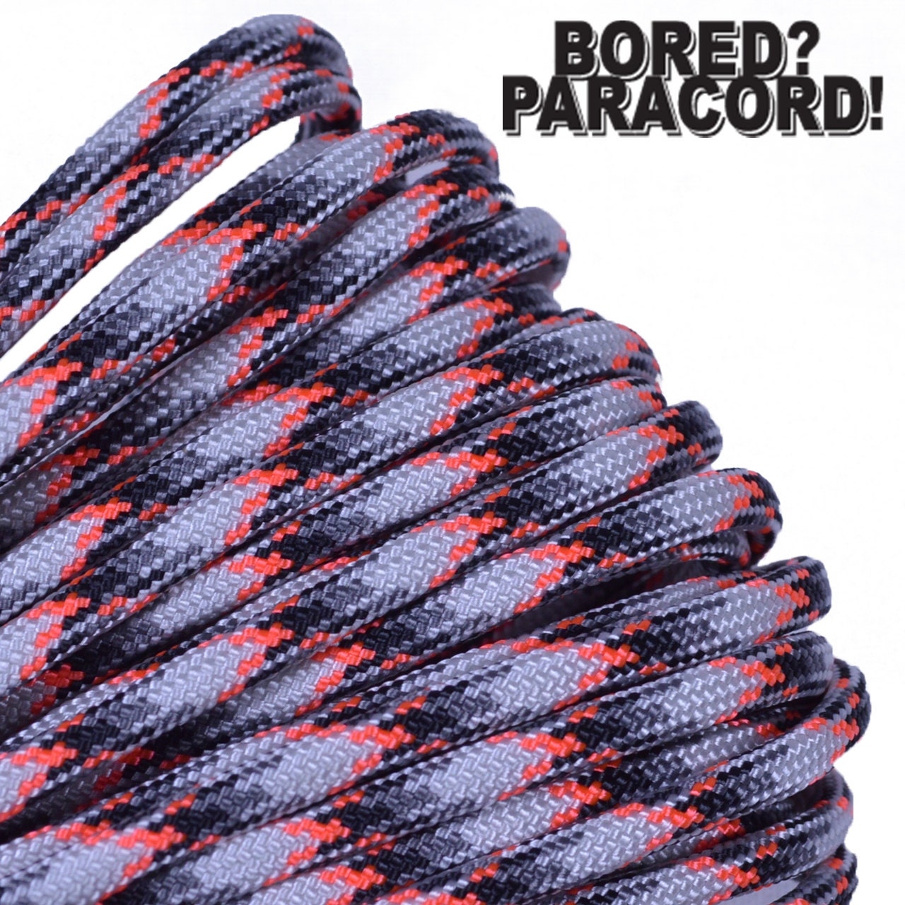 BORED? PARACORD! 425 Lb Strength Paracord - 100 Feet White Survival Cord