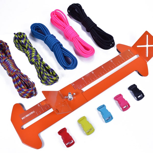 Kit de arranque de plantilla Orange Pro con paracord y hebillas gratis - Ideal para hacer pulseras paracord, puños de mono, llaveros y más
