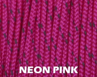 Reflective 95 Cord - Neon Pink - Type 1 Paracord - 100 Feet on Plastic Winder - 1/16" Thick - Bored Paracord