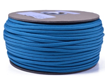Neon Turquoise - 250 Foot Spool - 550 Type III 7 Strand Commercial Paracord for Paracord Crafts - Made in the United States