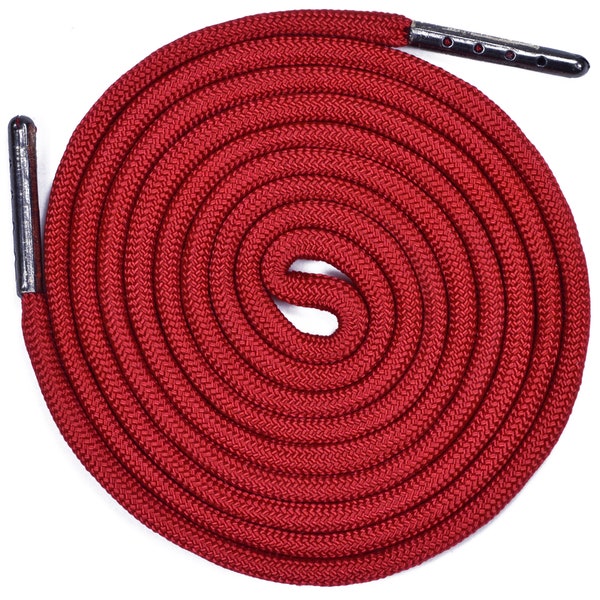 Red Round Paracord Shoe Laces (1 Pair) - 26”, 36", 46", 56", 66, 76", 86", 96", 106” - Handmade In the USA