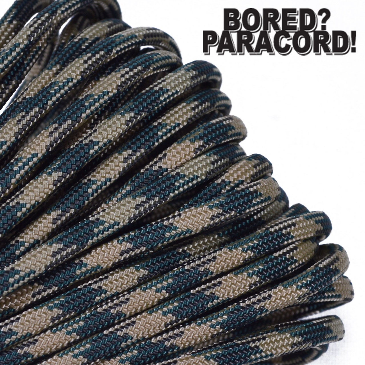 Woodland Camo 100 Feet / 50 Feet / 25 Feet 550 Paracord for Paracord Crafts  Made in the United States 