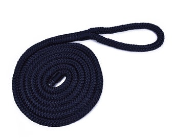 3/8" Black Fender Line For Boats - Double Braided Nylon 6 Feet Marine Rope - 2 Pack