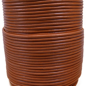 Orange 3mm Leather Round Cord 100 Meter Spool