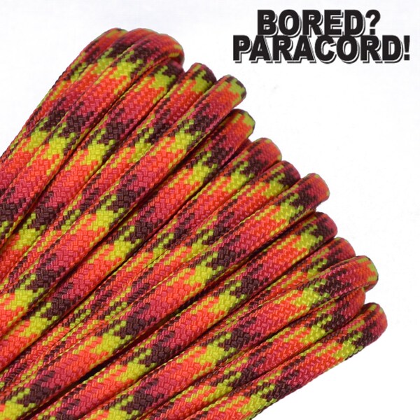 Fireball - 100 Feet / 50 Feet / 25 Feet - 550 Paracord for Paracord Crafts - Made in the United States