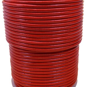 Red 3mm Leather Round Cord 50 Meter Spool