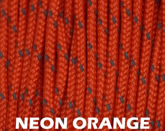 Reflective 95 Cord - Neon Orange - Type 1 Paracord - 100 Feet on Plastic Winder - 1/16" Thick - Bored Paracord